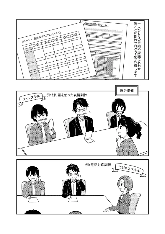 マンガで知る！就労移行支援「訓練から就職までの流れ」編２ページ目